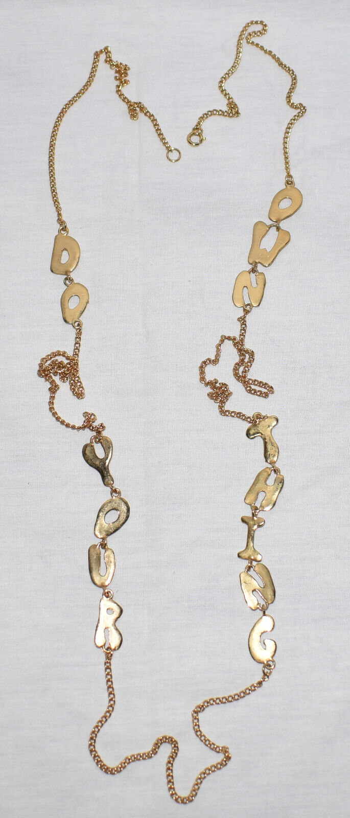 Vintage 27" Matte Gold Chain Necklace with Wording "DO Your OWN Thing" EUC