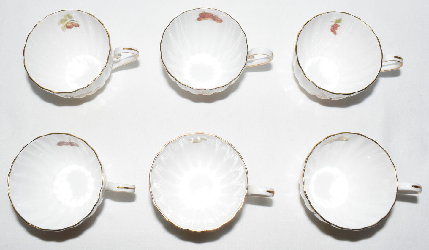 Vintage Royal Tuscan Fine Bone China Teacups Tea Cups w Fruit Nut Motif England