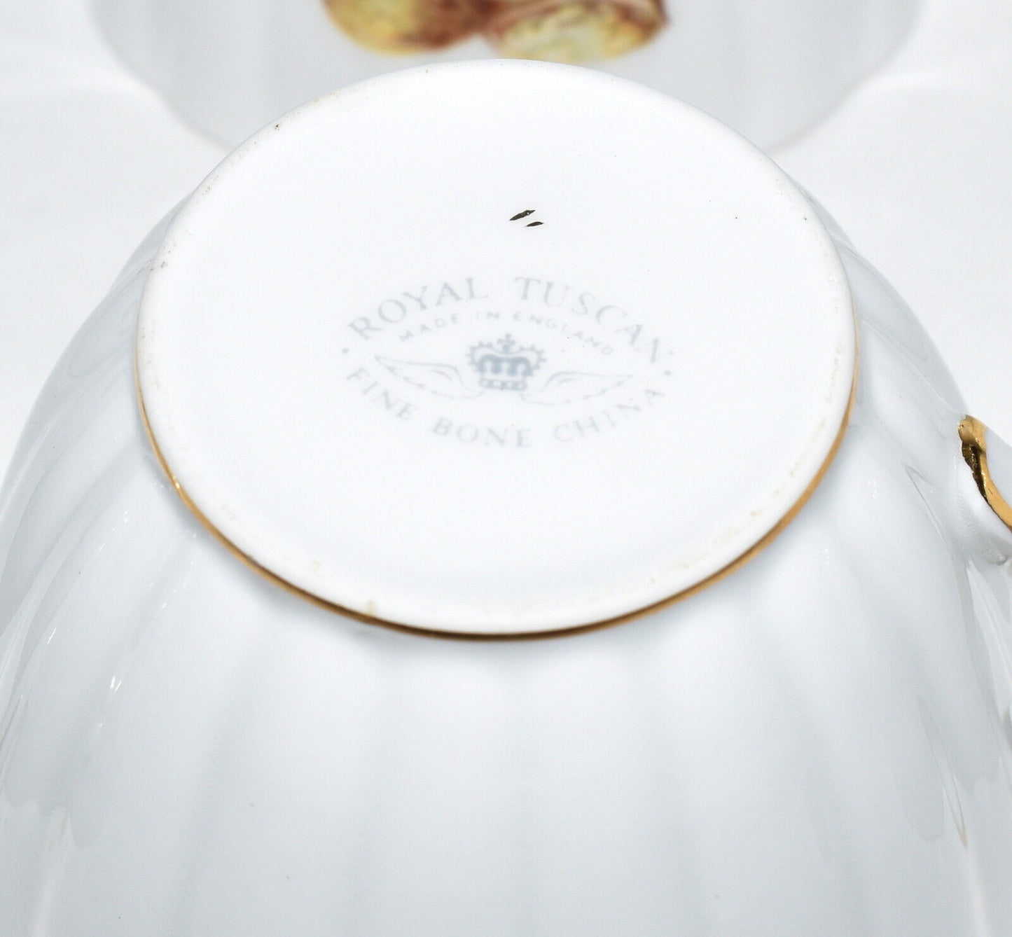 Vintage Royal Tuscan Fine Bone China Teacups Tea Cups w Fruit Nut Motif England