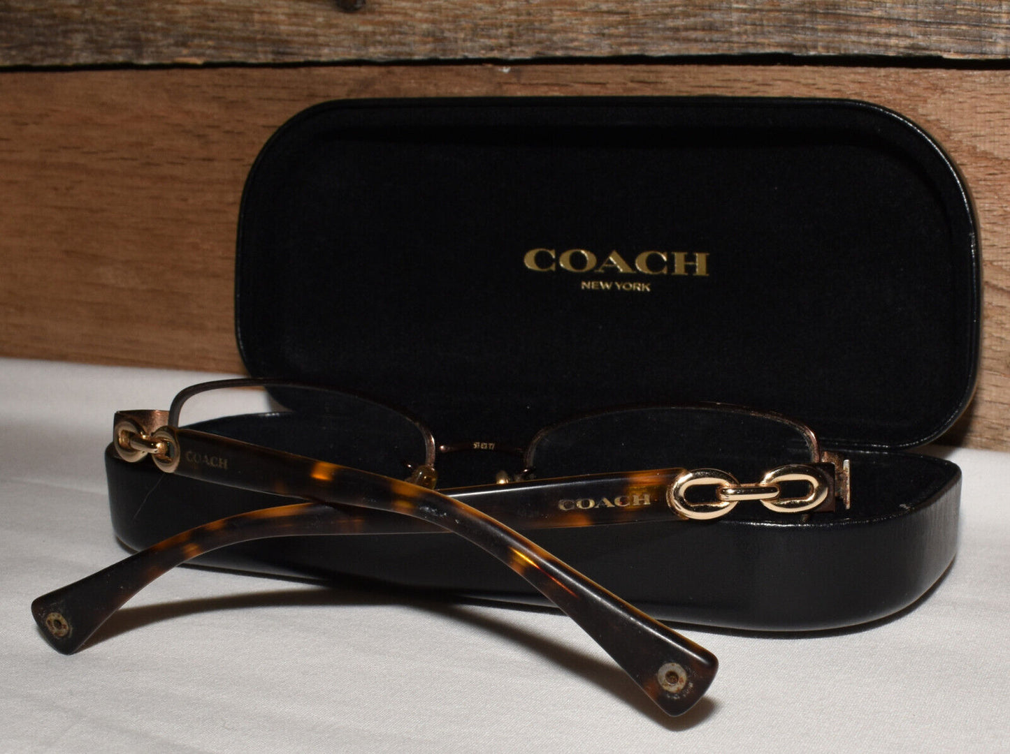 Coach Logo Eyeglass Frames Case #9187 Satin Brown/Dark Tortoise Gold 51-17-135