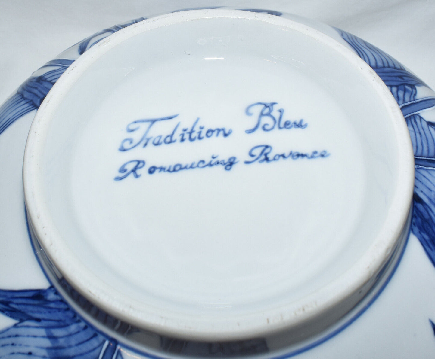 Pr Vintage 10" Serving Bowls Blue White Tradition Bleu Romancing Provence France