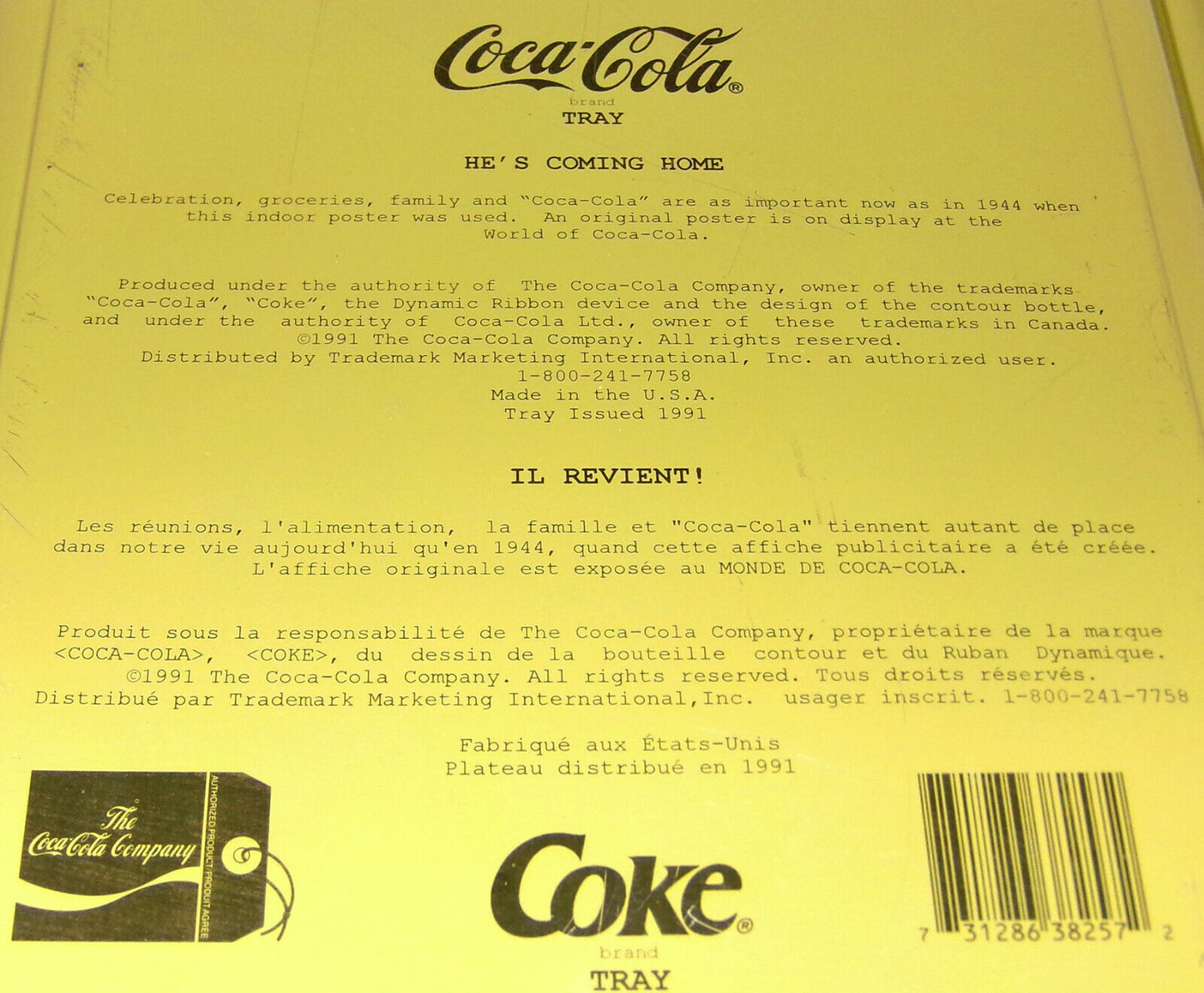 Vintage Coca Cola Tray Celebration*Groceries*Family*& Coca Cola Org Artwork 1944