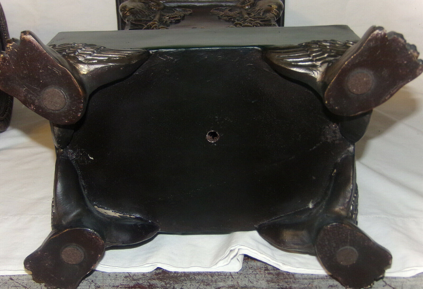 Vintage French Empire Mantle Clock w Winged Griffon Feet Double-Sided Reproduction