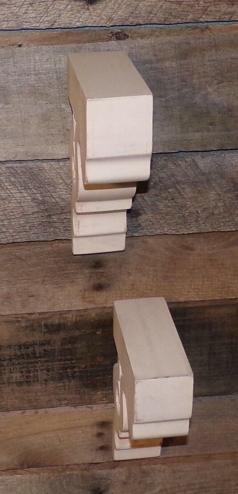 2pc Set Rustic Wood Corbels Distressed White 9" Corbels Brackets Wall Shelves