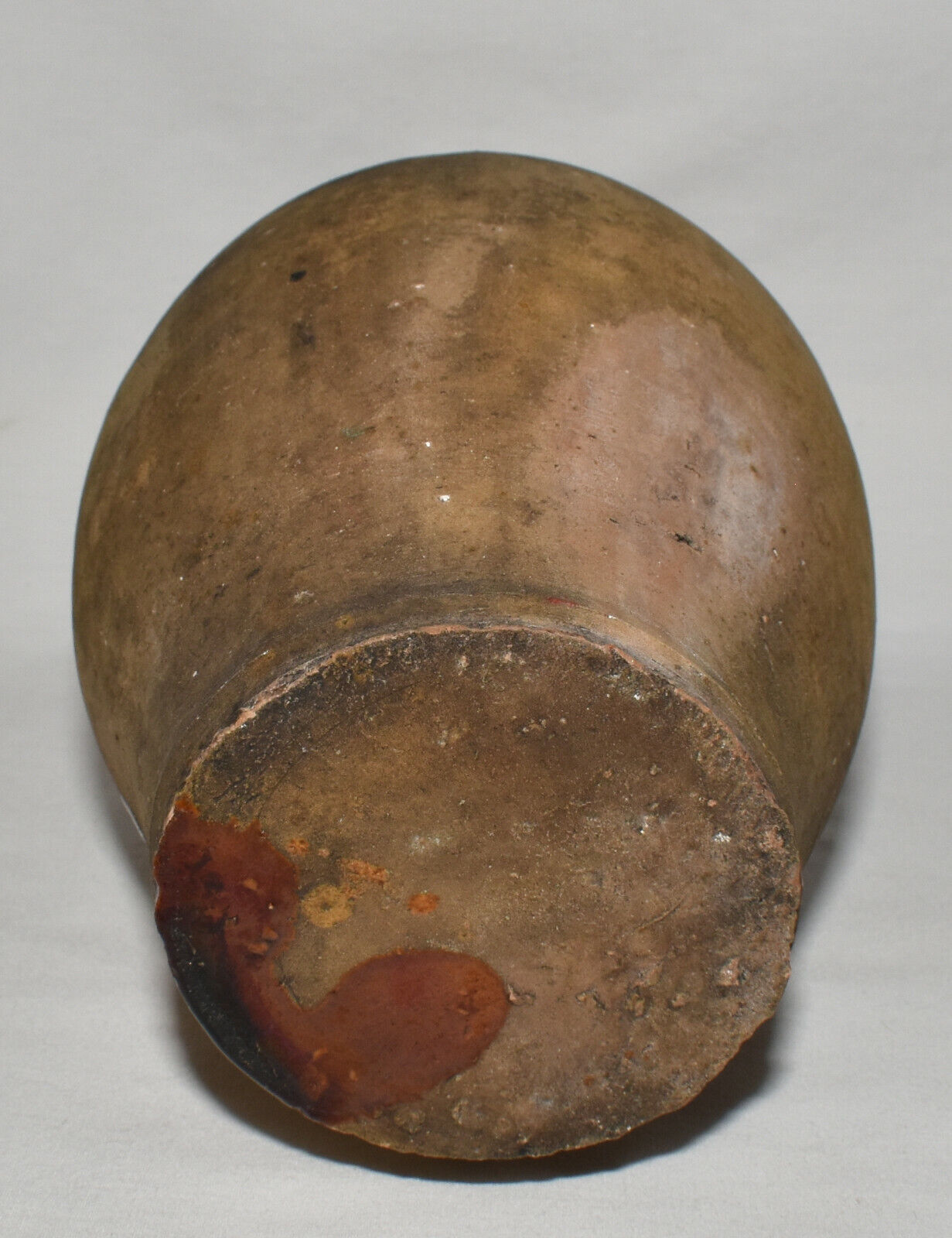 Antique Amphora Wine Oil Jug Primitive Half Glazed Brown Pottery Jug Jar