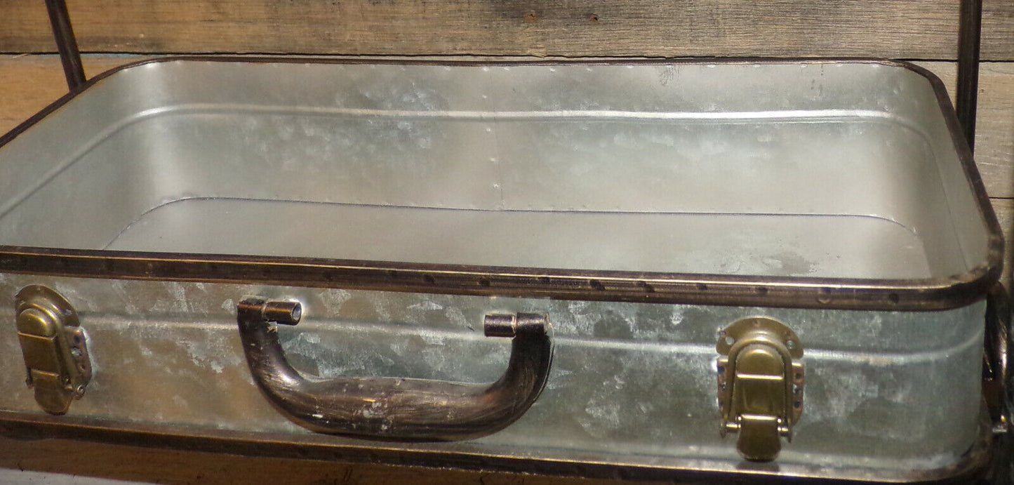 Corrugated Metal Container Wall Shelf Double Suitcase Style Storage Bins Shelves