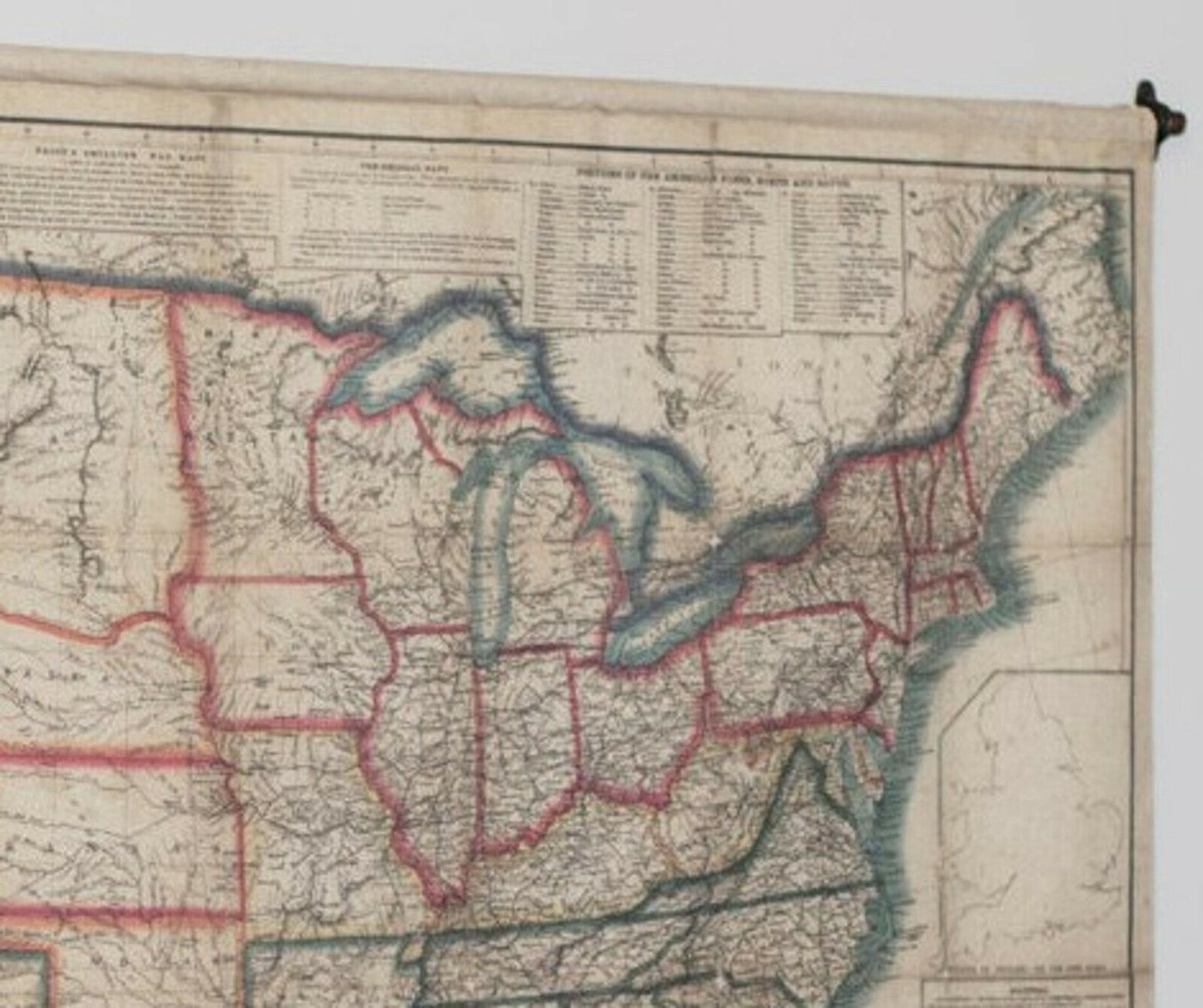 Large Map 65" x 45 Bacon's Steel Plate Map on Hanging Rod Quality Fabric Map New