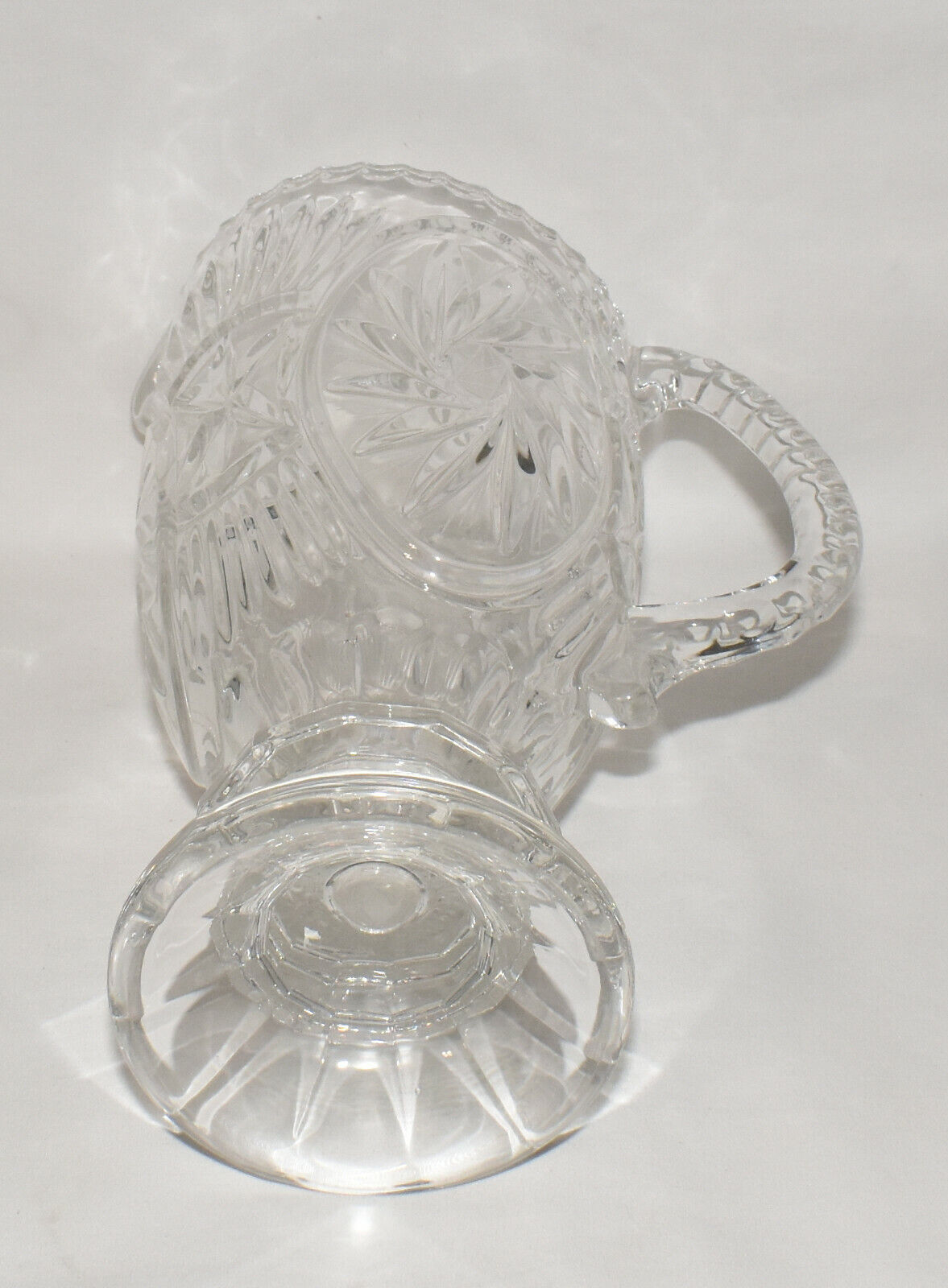 Vintage American Brilliant Cut Crystal Water Juice Pitcher Clear Deep Cut Glass