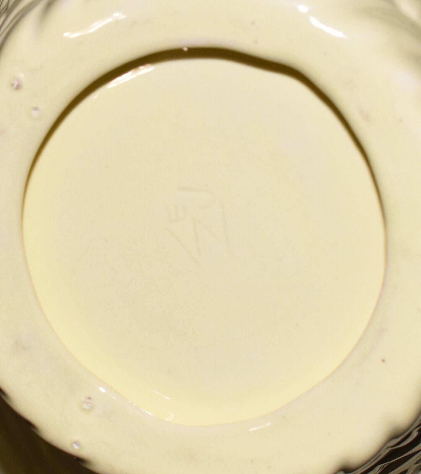 Vintage Ceramic Basketweave Basket w Handle 9 x 9 Yellow Pottery Basket Marked