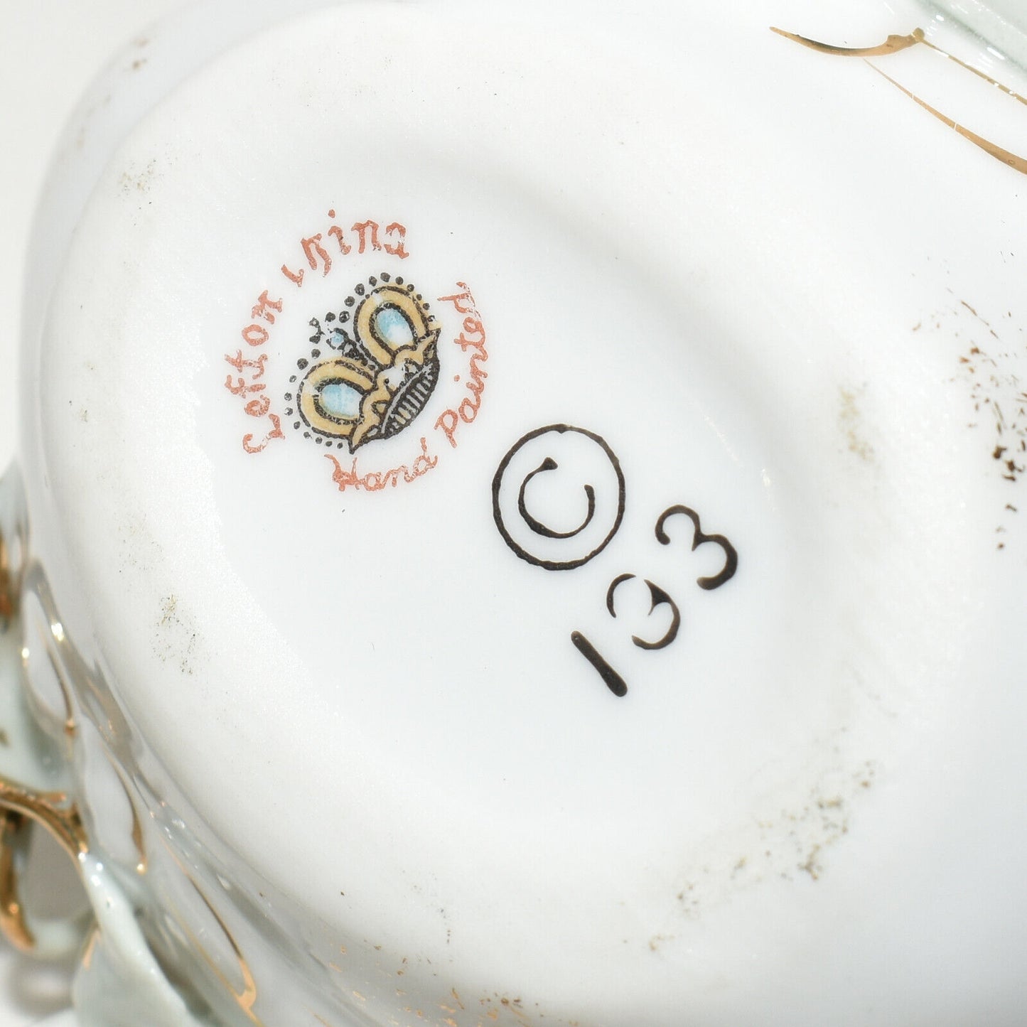 Pair Vintage Lefton China Miniature Floral Swans Birds Hand Painted White Aqua Gold