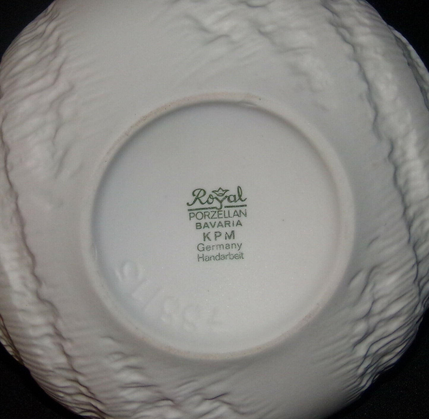 Vintage Handmade White Op Art Wood Grain Fossil Vase Bavaria Germany Mid Century