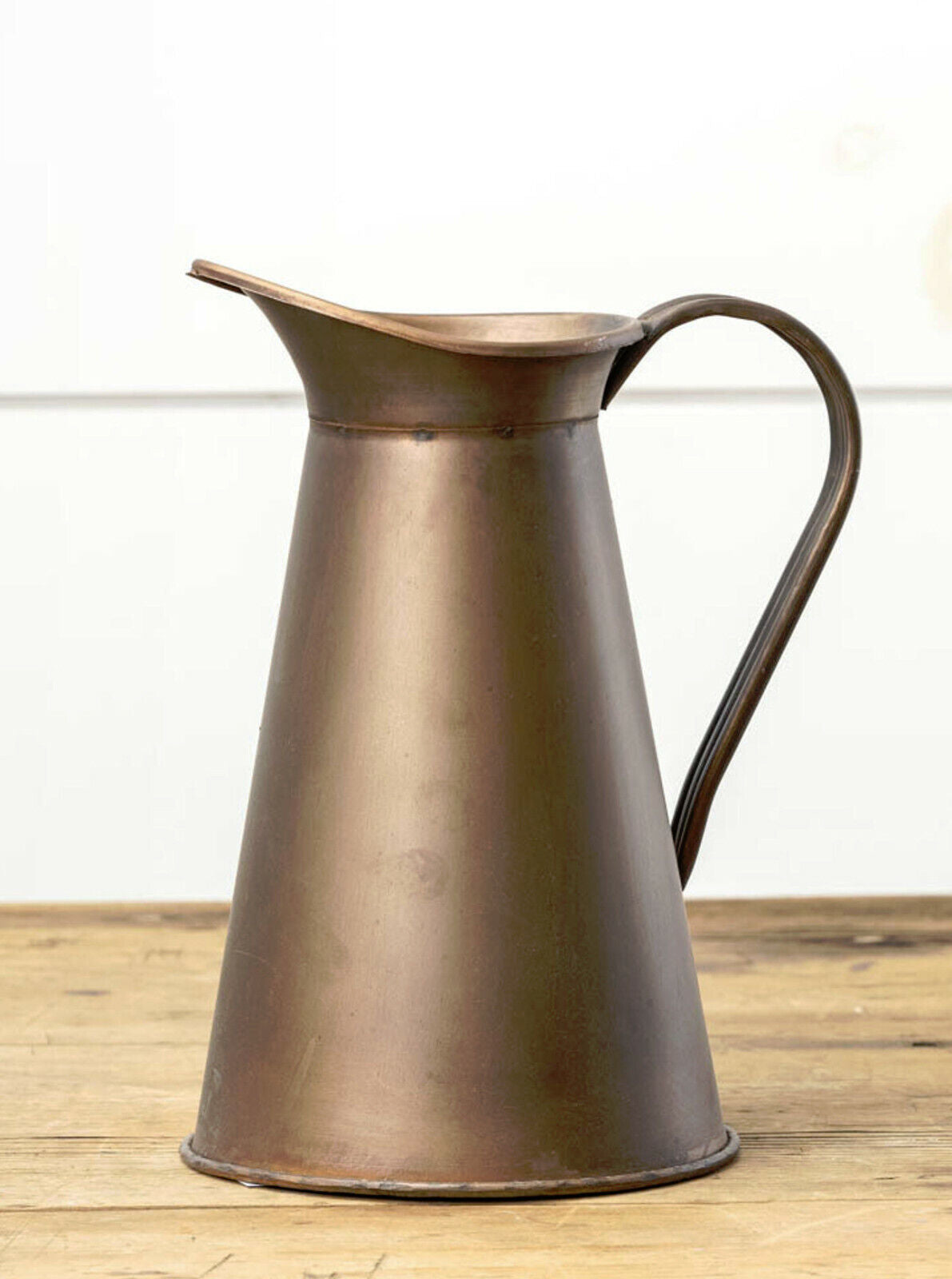 Decorative Rustic Copper Pitcher Vase Flower Pot Tabletop Vintage Inspired Decor