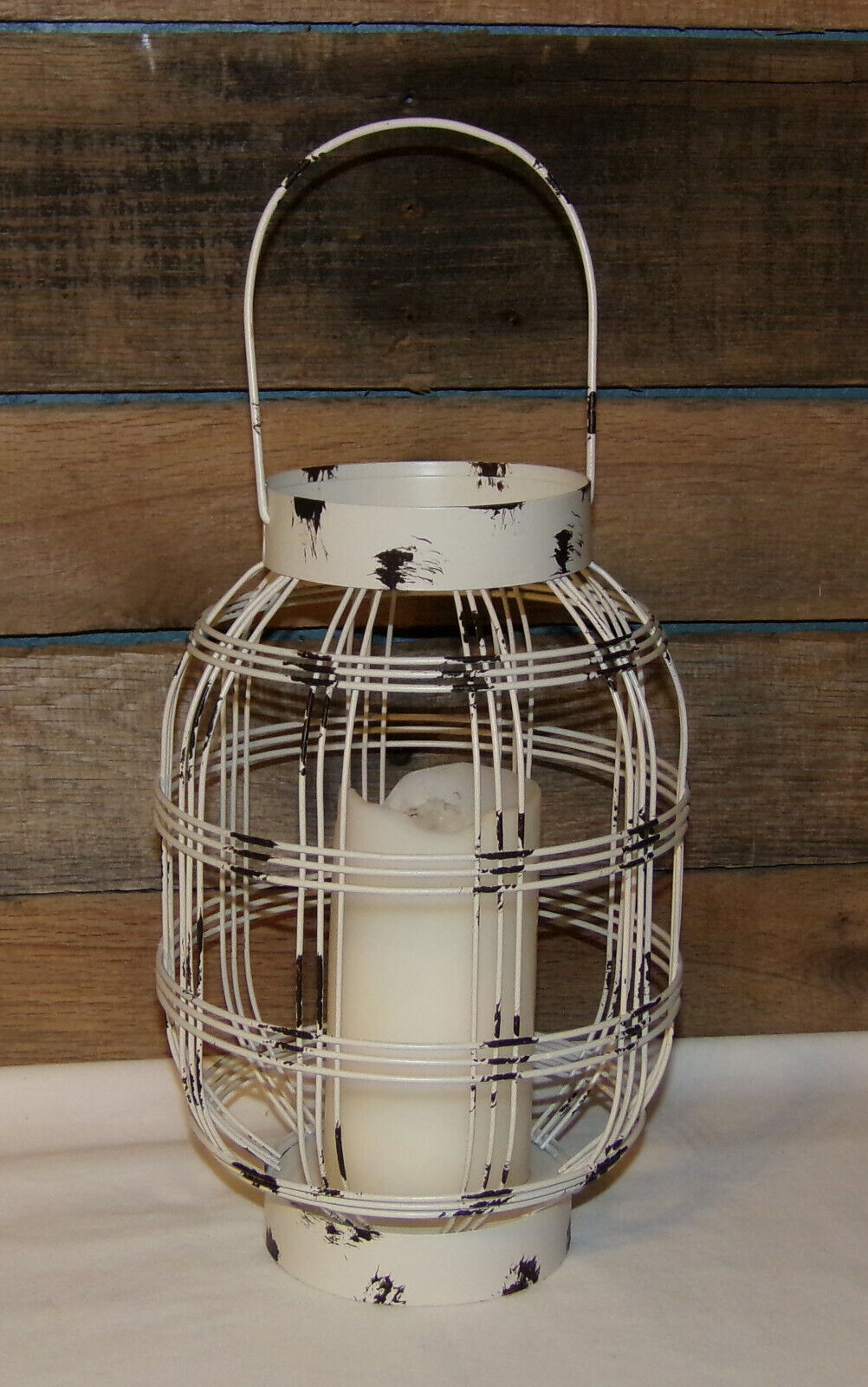 Large Metal Candle Lantern Rustic Cream Candle Lantern Holder Stand Display New