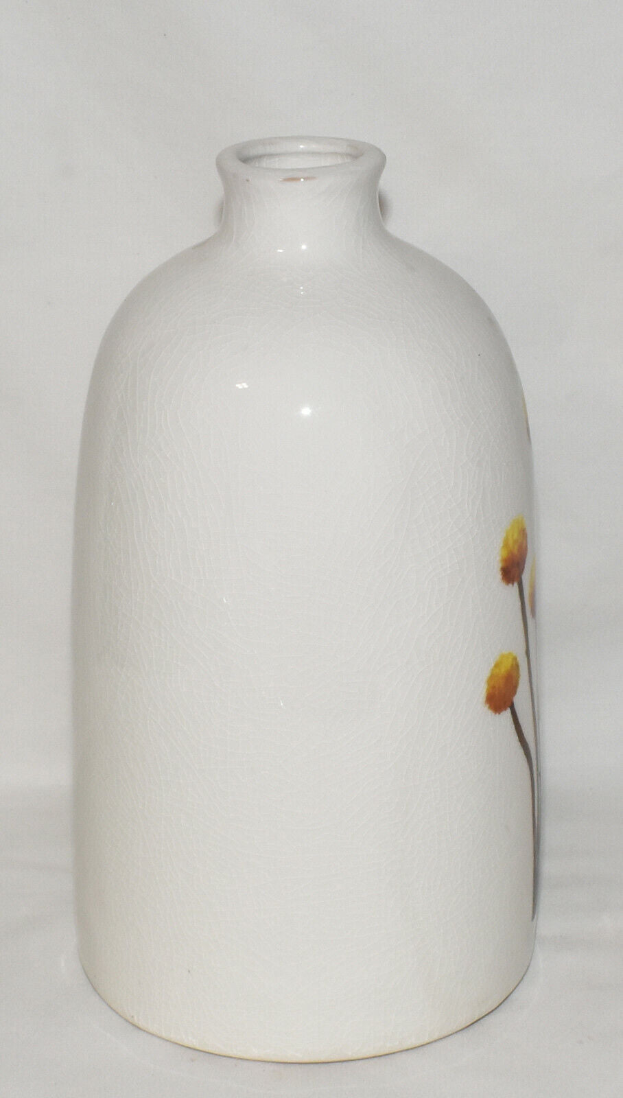 Large White Yellow Vase 10" Crackle Glaze Ceramic Billy Button Pottery Vase New