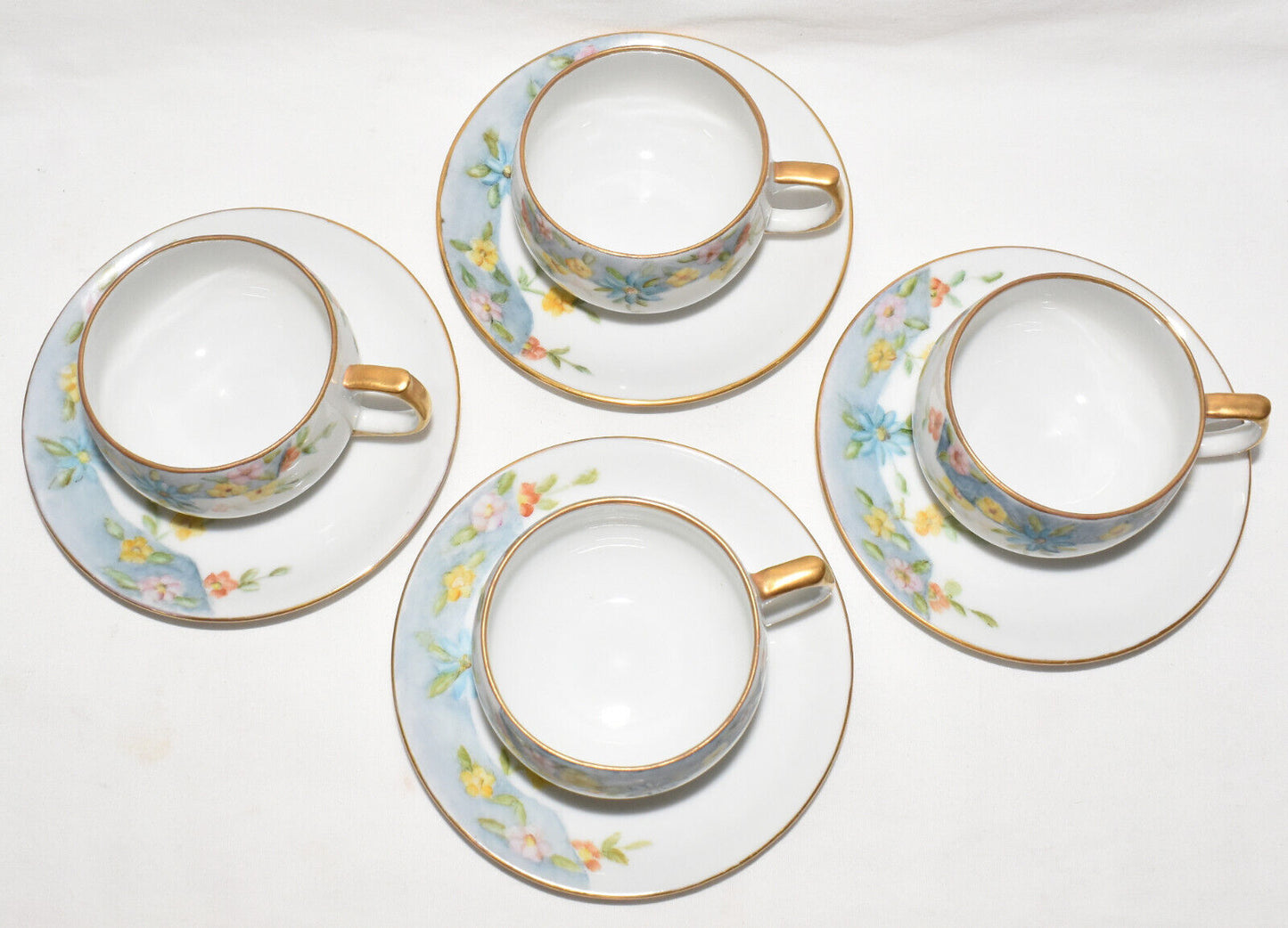 8pc Vintage Porcelain Teacups Saucers c.1969 Duggan Floral Porcelain Tea Cup Plates