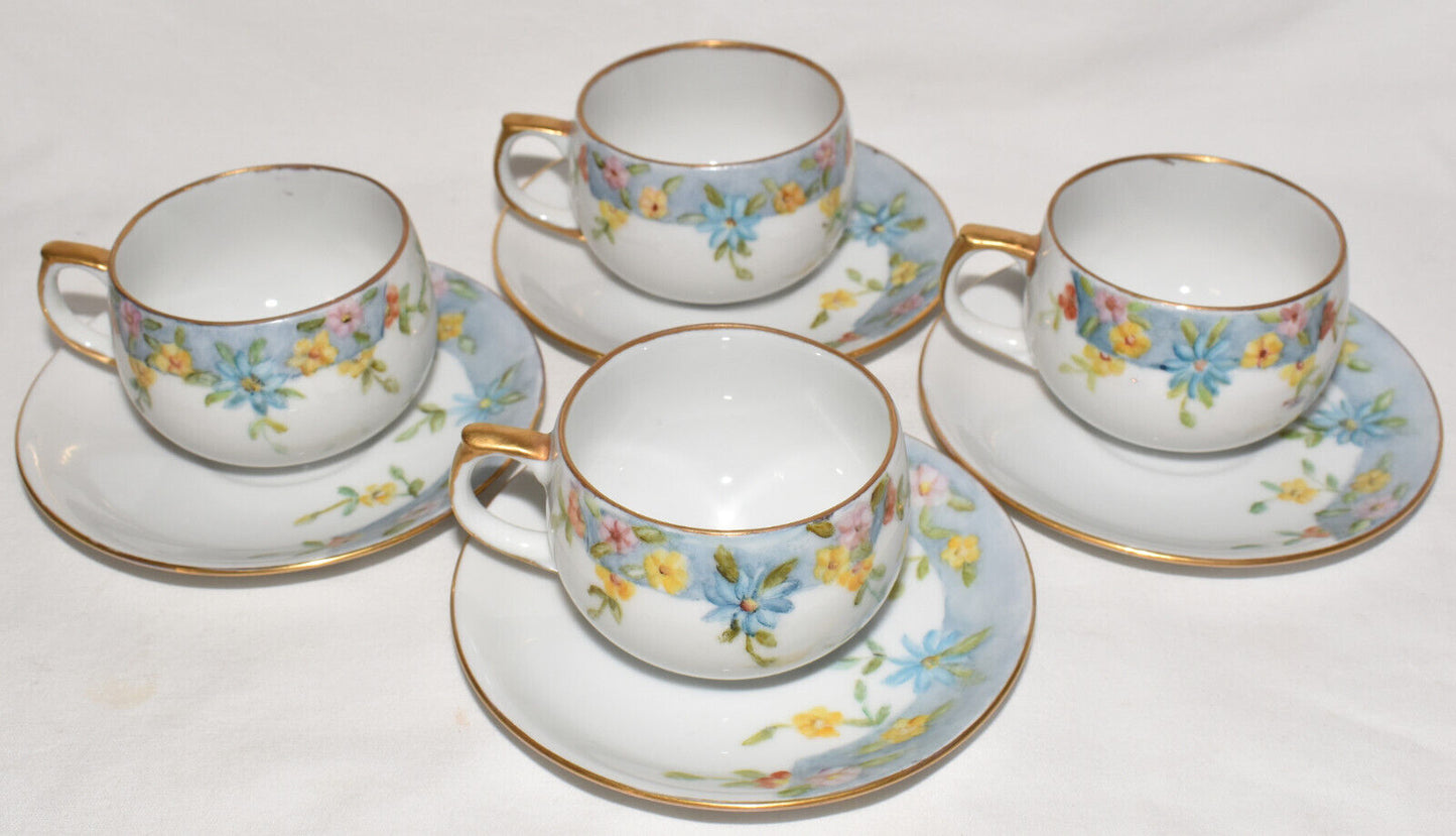 8pc Vintage Porcelain Teacups Saucers c.1969 Duggan Floral Porcelain Tea Cup Plates