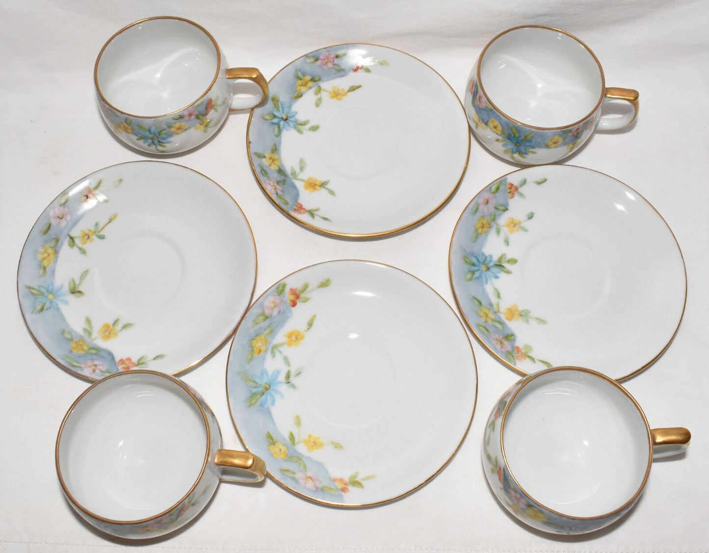 8pc Vintage Porcelain Teacups Saucers c.1969 Duggan Floral Porcelain Tea Cup Plates