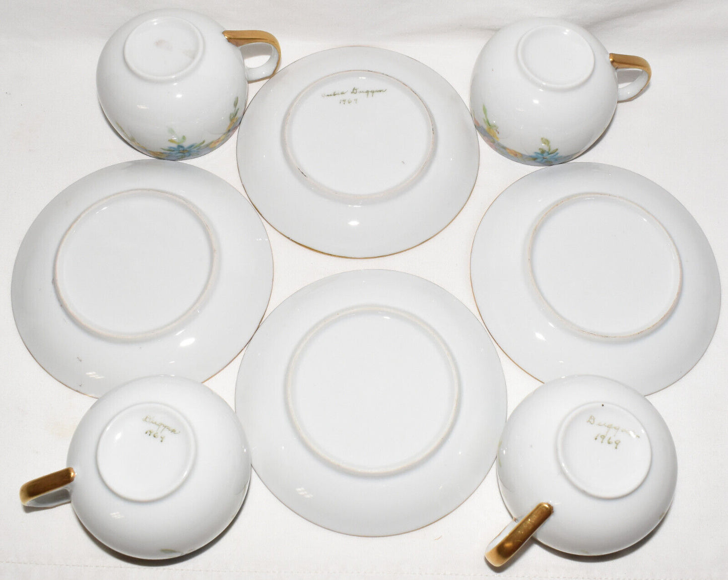 8pc Vintage Porcelain Teacups Saucers c.1969 Duggan Floral Porcelain Tea Cup Plates