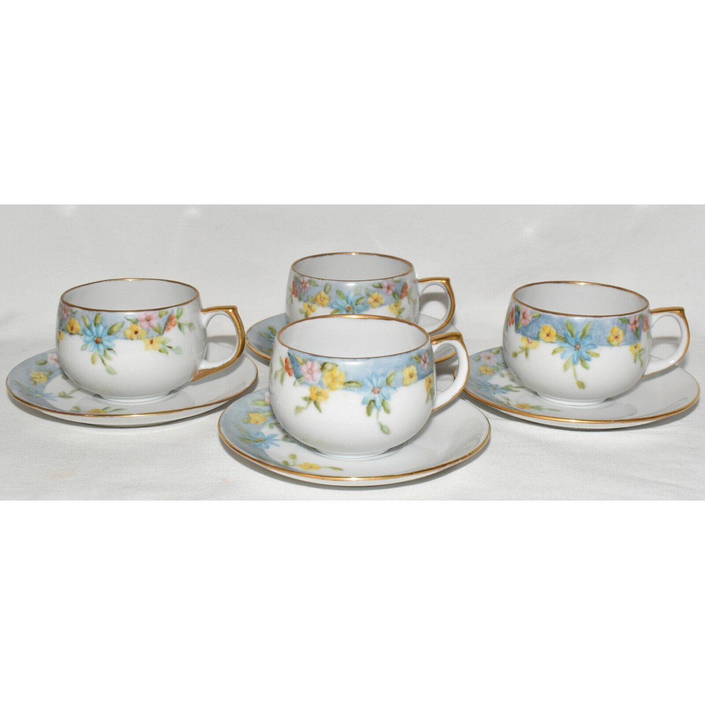 8pc Vintage Porcelain Teacups Saucers c.1969 Duggan Floral Porcelain Tea Cup Plates