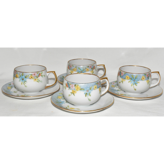 8pc Vintage Porcelain Teacups Saucers c.1969 Duggan Floral Porcelain Tea Cup Plates