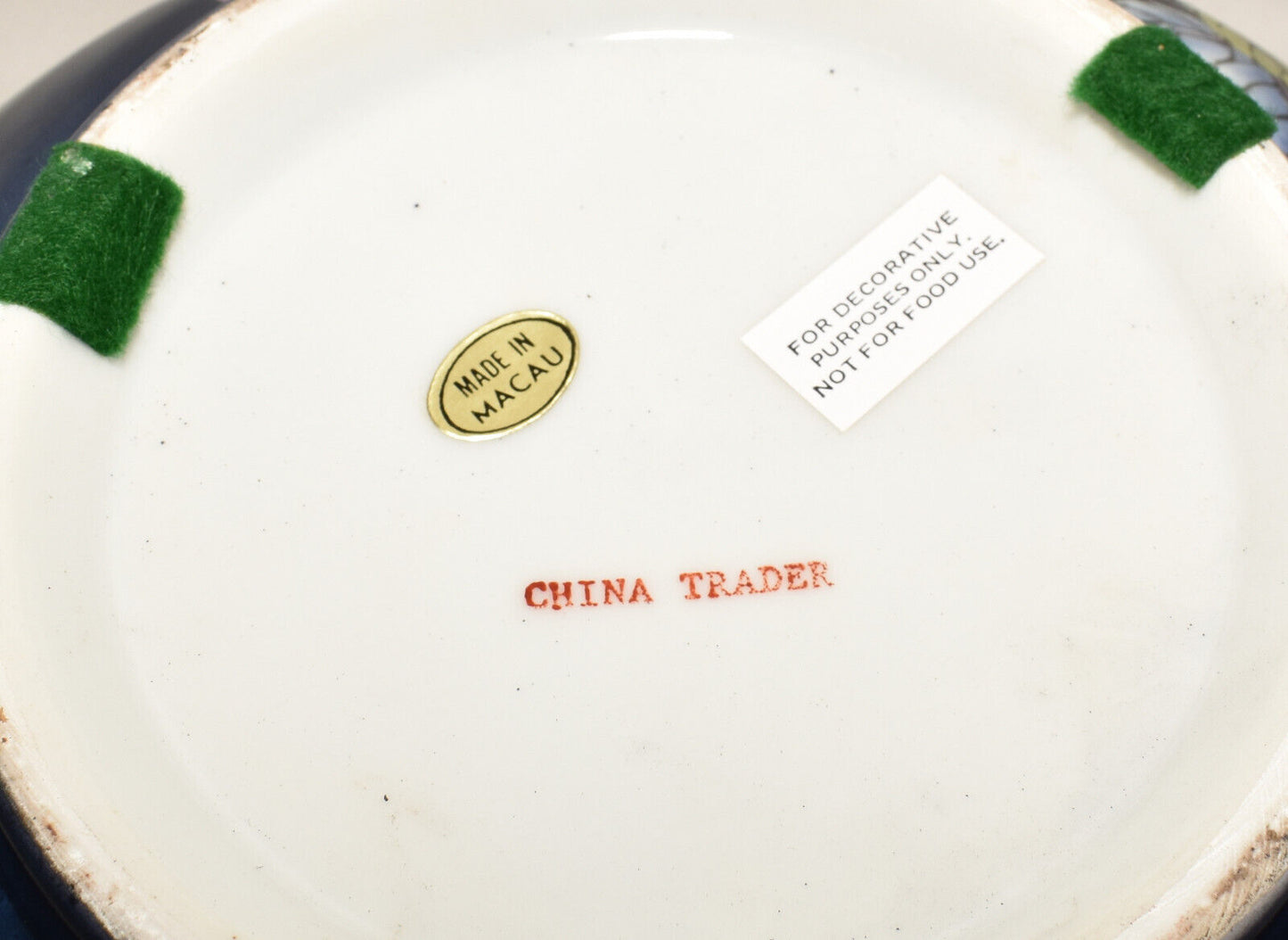 Mid/Late 20th Century Chinese 10" Blue Porcelain Bowl Hand Painted Flowers Birds