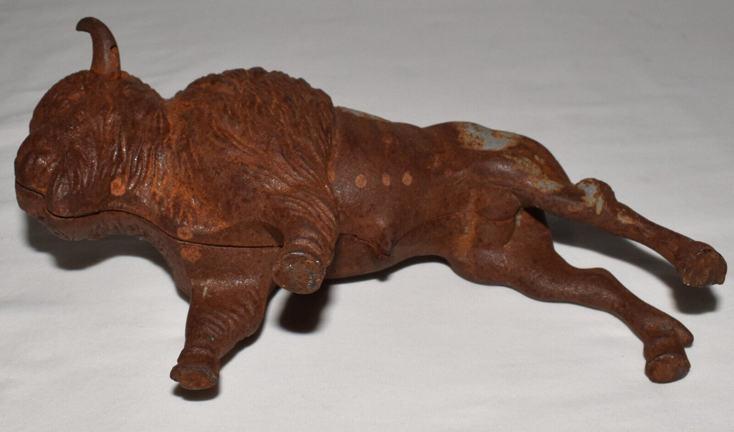 Antique Cast Iron Bison Buffalo Money Bank 11" Heavy Rusted Metal Coin Bank