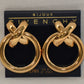 Vintage Givenchy Bijoux Paris Large Gold Criss Cross Earrings Pierced 1.75" New Old Stock