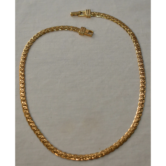 Vintage Givenchy Bijoux Paris 18" Gold Snail Chain Necklace w 4-G Logo Clasp New Old Stock