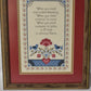 Vintage Framed Needlepoint Friend Poem w Birds Floral Accent Pink Blue Green 15"