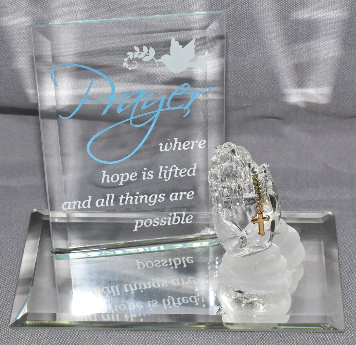 Glass Baron "prayer" Praying Hands Collectible Handcrafted Glass Figurine NIB