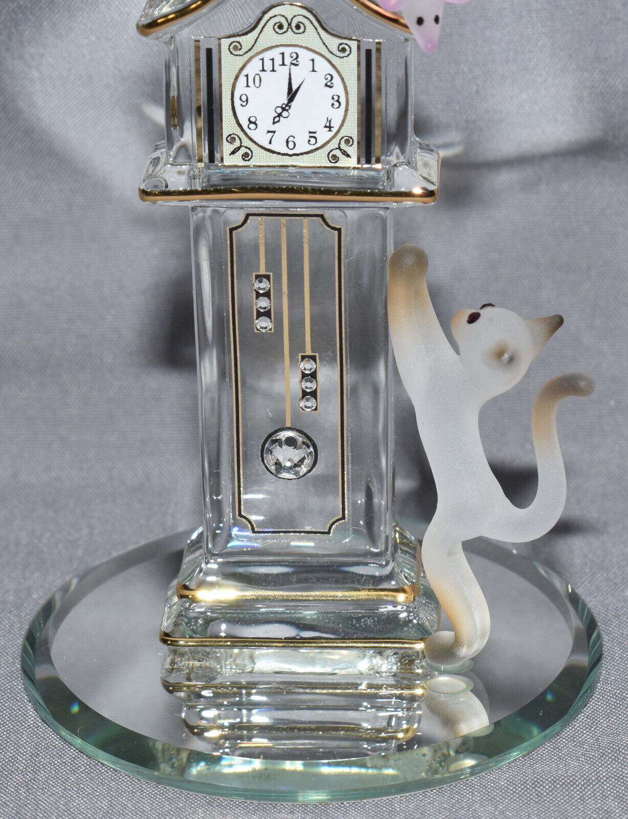 Glass Baron Hickory Dickory Clock Collectible Handcrafted Glass Figurine New