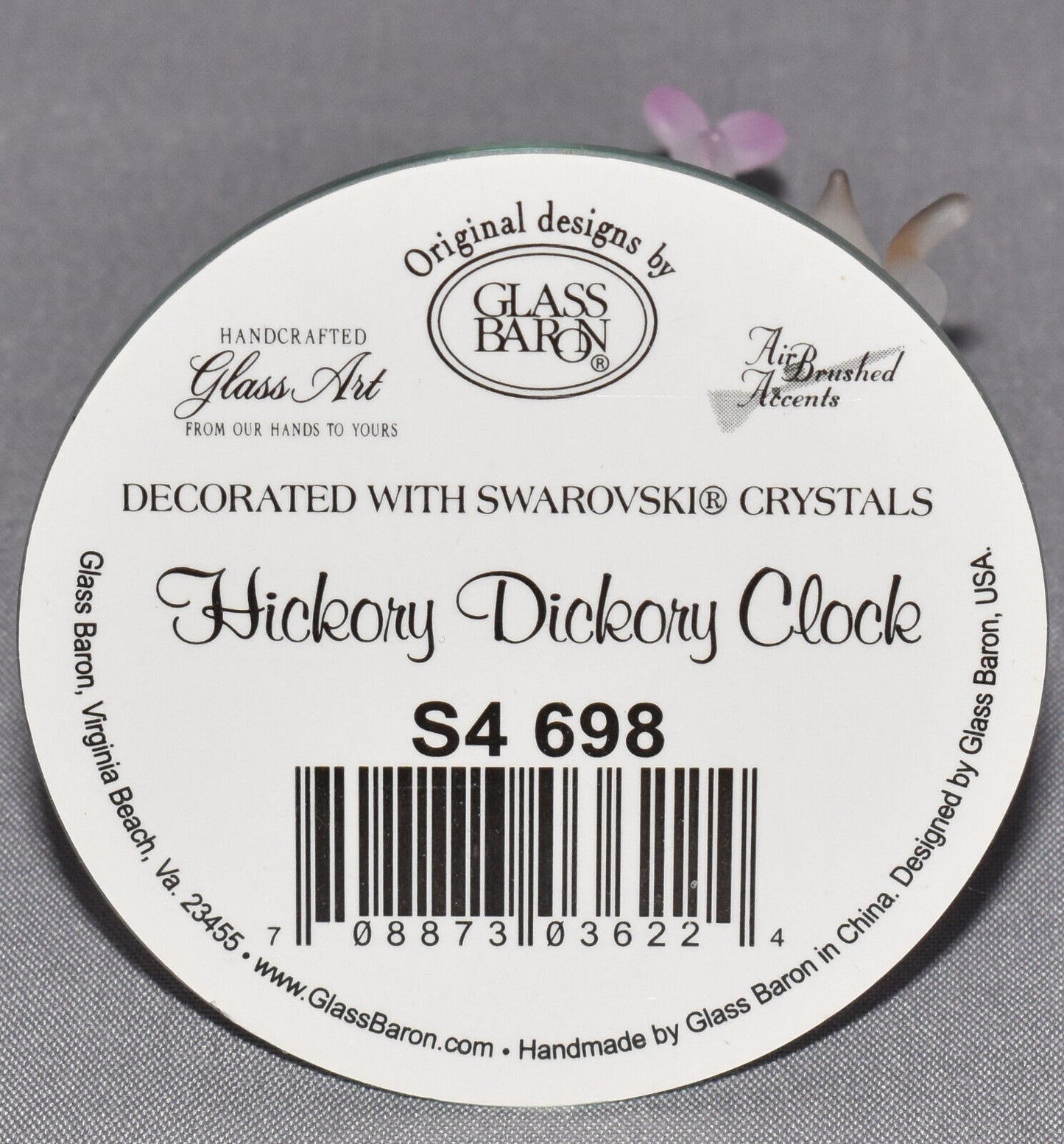 Glass Baron Hickory Dickory Clock Collectible Handcrafted Glass Figurine New