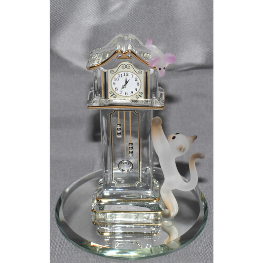 Glass Baron Hickory Dickory Clock Collectible Handcrafted Glass Figurine New