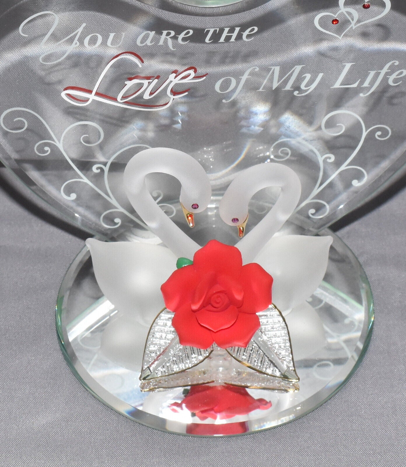 Glass Baron Love Of MY Life Collectible Handcrafted Glass Swans Figurine NIB