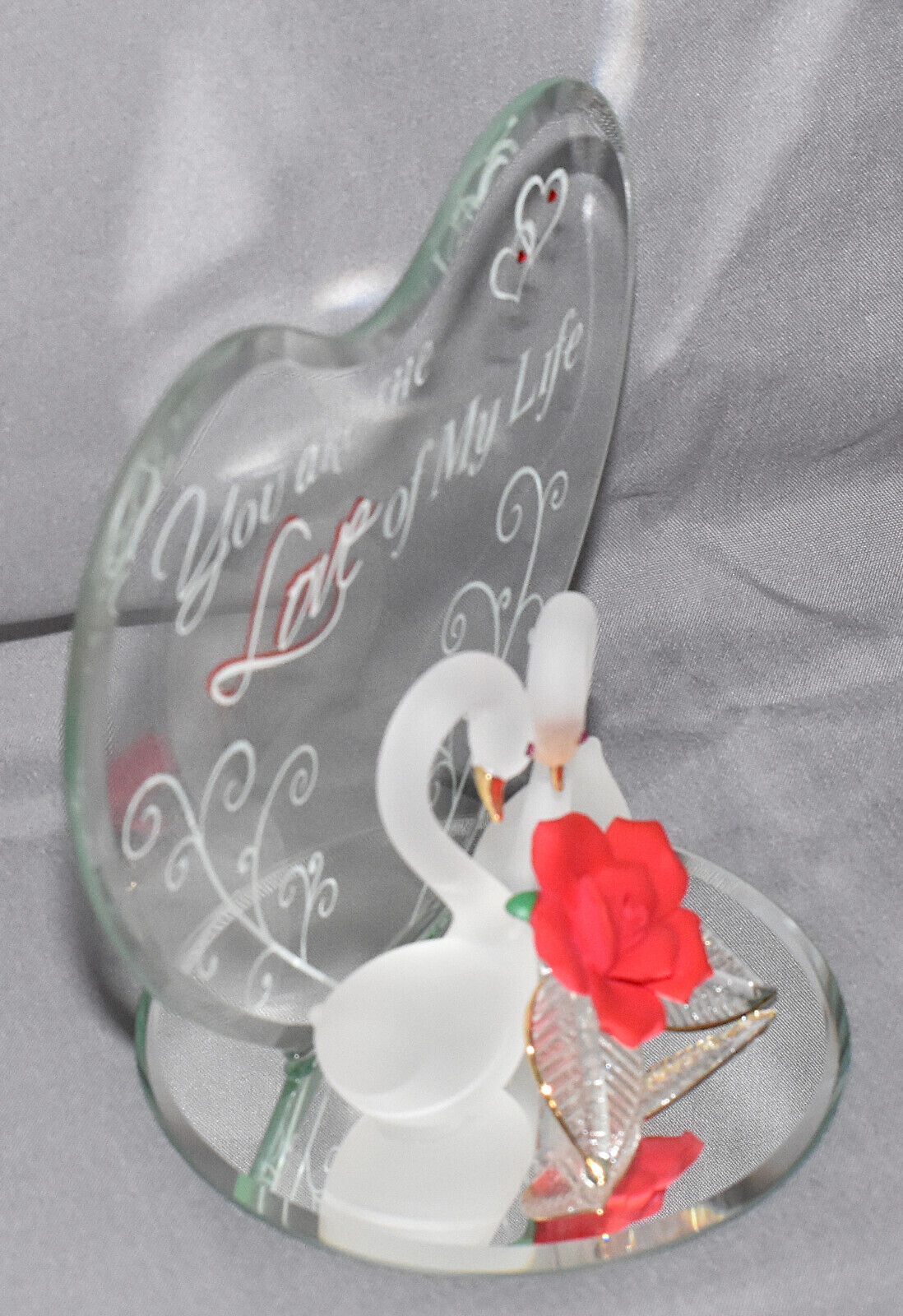 Glass Baron Love Of MY Life Collectible Handcrafted Glass Swans Figurine NIB