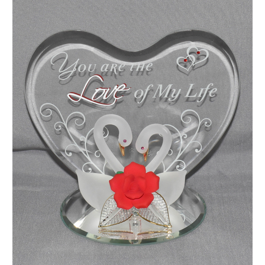 Glass Baron Love Of MY Life Collectible Handcrafted Glass Swans Figurine NIB