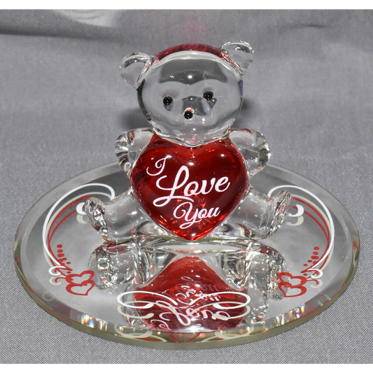 Glass Baron I Love You Collectible Handcrafted Glass Teddy Bear Figurine New