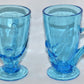 2-Vintage Glass Mugs with Nude Lady Blue Art Glass Cups Mugs Glassware