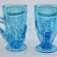 2-Vintage Glass Mugs with Nude Lady Blue Art Glass Cups Mugs Glassware