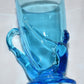 2-Vintage Glass Mugs with Nude Lady Blue Art Glass Cups Mugs Glassware