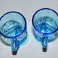 2-Vintage Glass Mugs with Nude Lady Blue Art Glass Cups Mugs Glassware