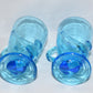 2-Vintage Glass Mugs with Nude Lady Blue Art Glass Cups Mugs Glassware