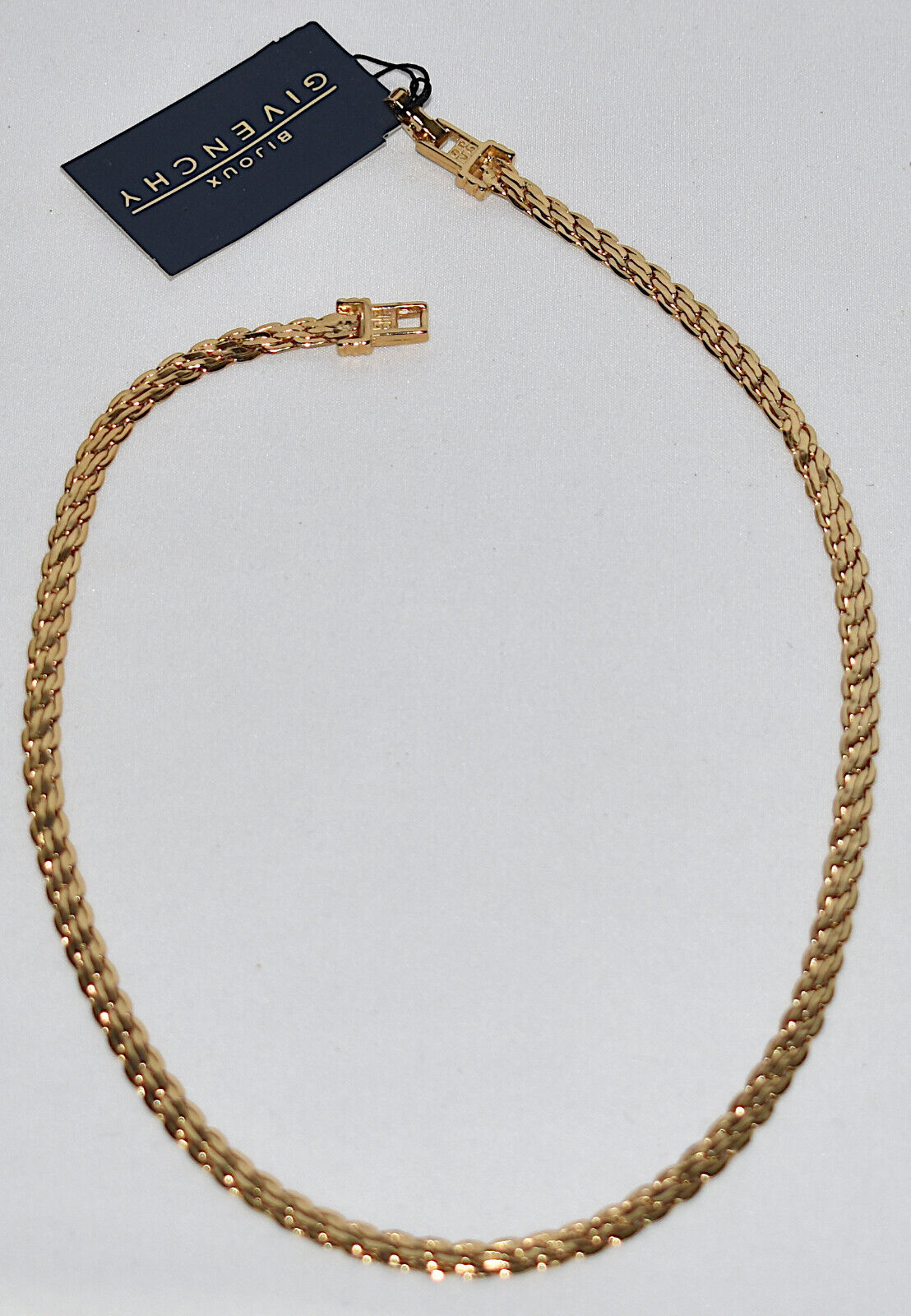 Vintage Givenchy Bijoux Paris Gold S-Link Chain Necklace w Double-G Logo Clasp