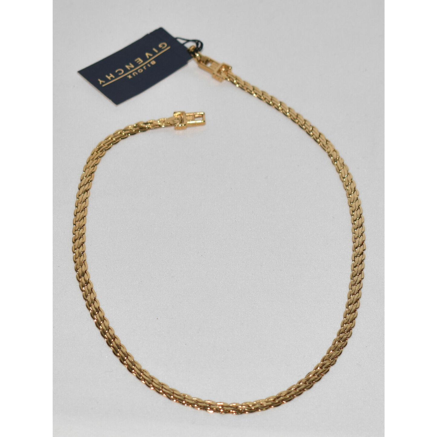 Vintage Givenchy Bijoux Paris Gold S-Link Chain Necklace w Double-G Logo Clasp