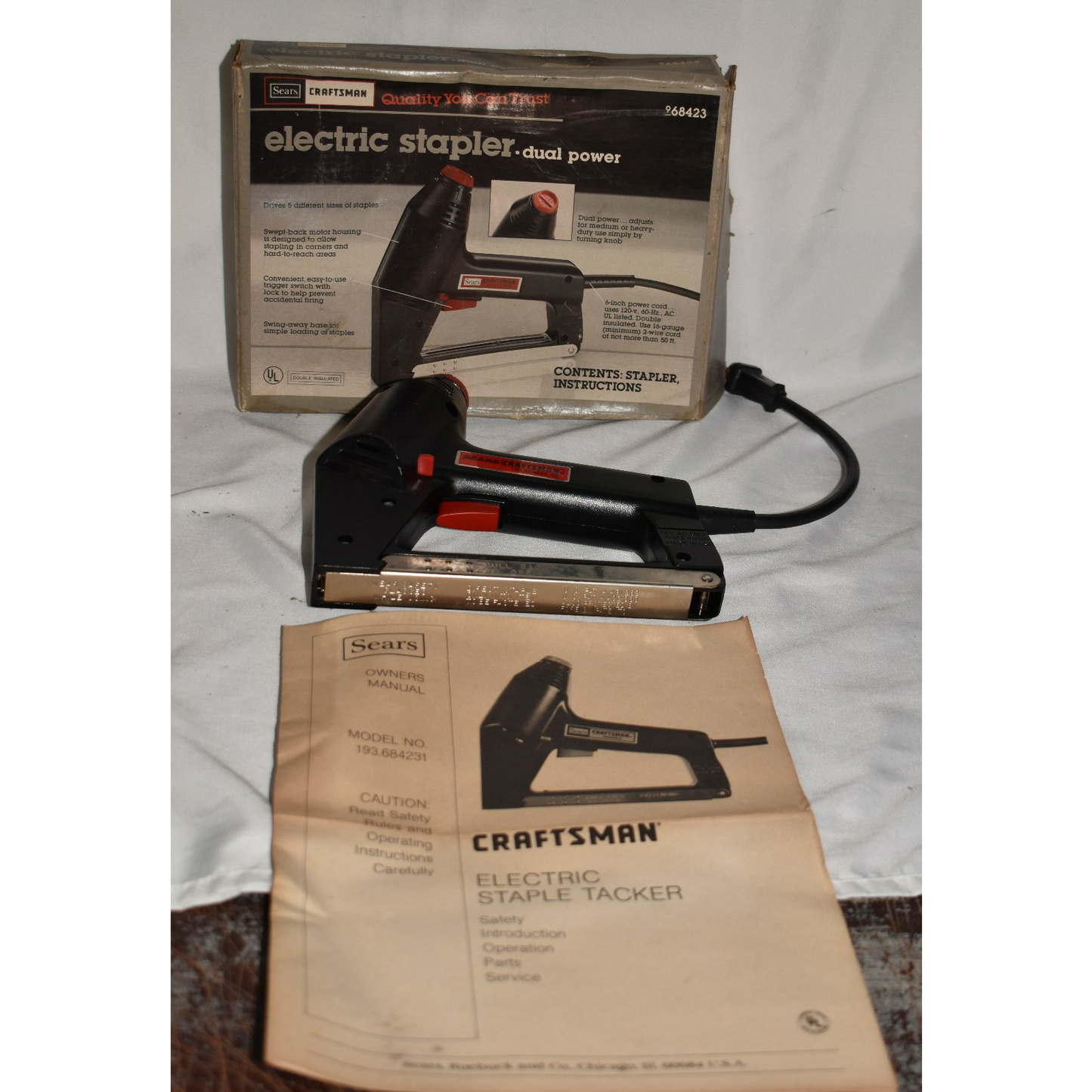 Craftsman Electric Stapler Dual Power 193.684231 Manual Box Tested Works USA