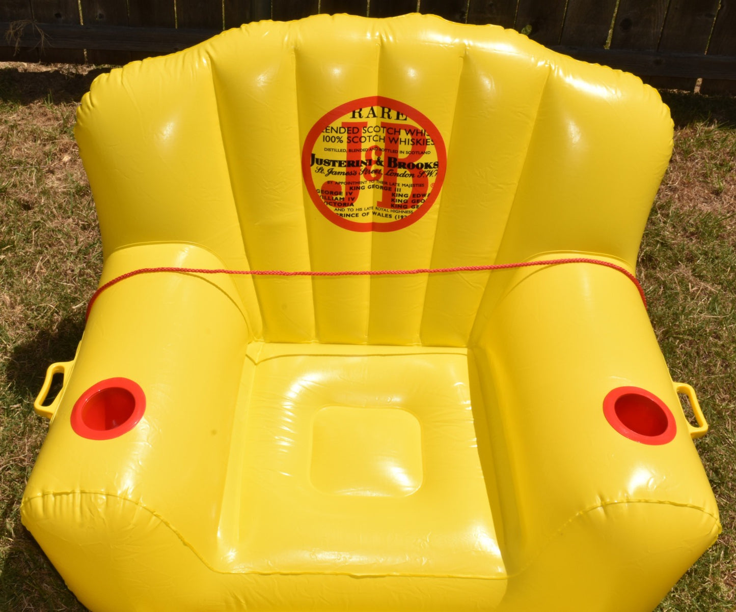 Vintage J&B Inflatable Outdoor Pool Lounge Float w Pump 2 Cup Holders Foot Rest New