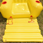 Vintage J&B Inflatable Outdoor Pool Lounge Float w Pump 2 Cup Holders Foot Rest New