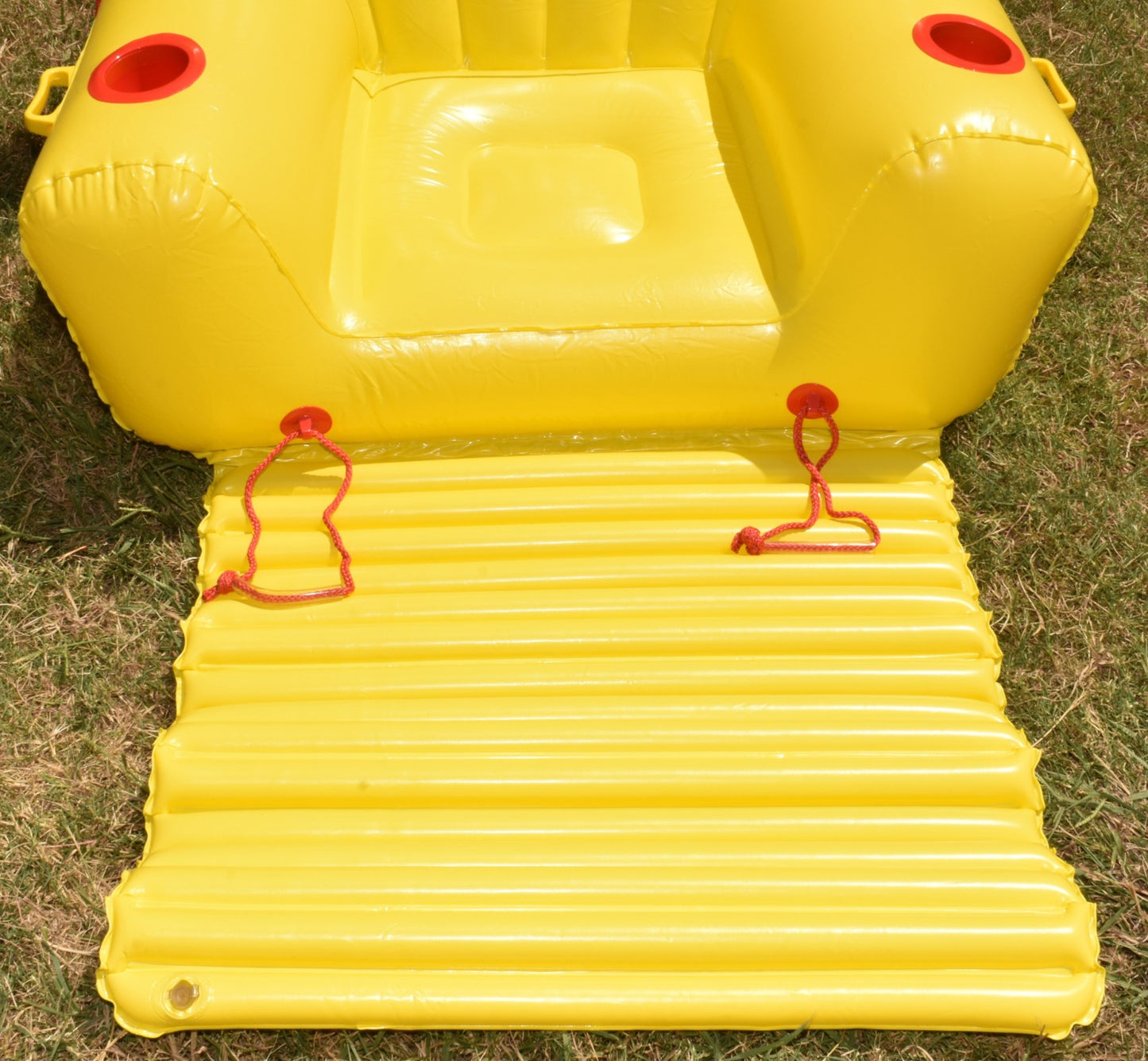 Vintage J&B Inflatable Outdoor Pool Lounge Float w Pump 2 Cup Holders Foot Rest New