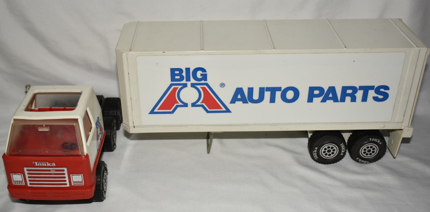 Vintage 1978 Tonka Big A Auto Parts 18-Wheeler Semi Truck Cab & Trailer EUC