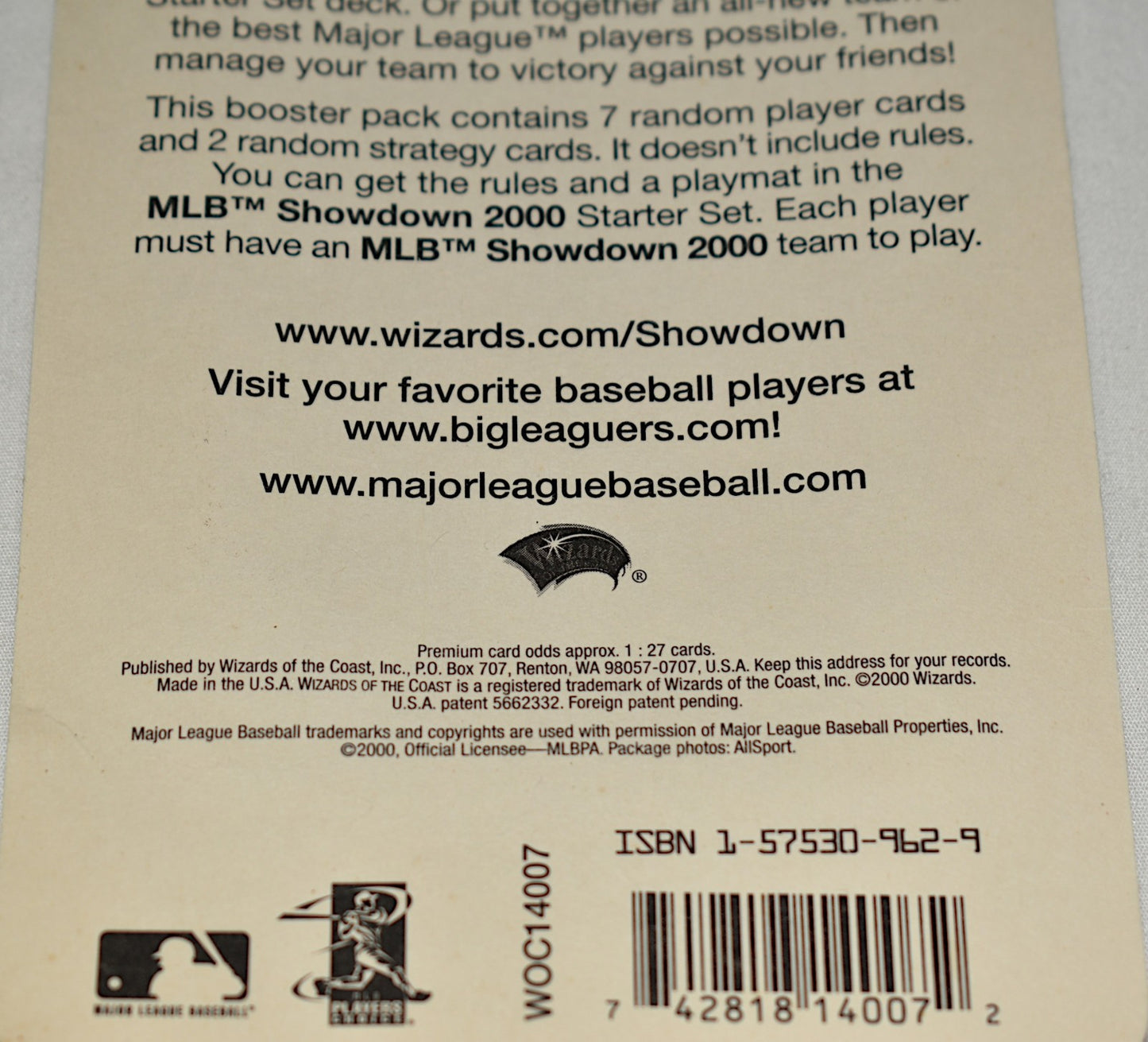 MLB Showdown 2000 Card Game Two-Player Starter Set w/ Booster Pack Factory Seal